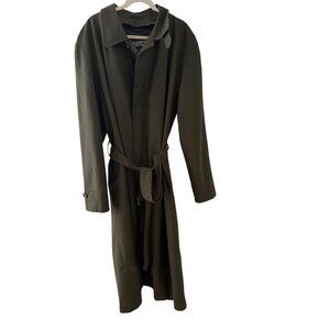 Lands End Mens Green Trench Coat XL 46/48 Regular/Standard With Belt